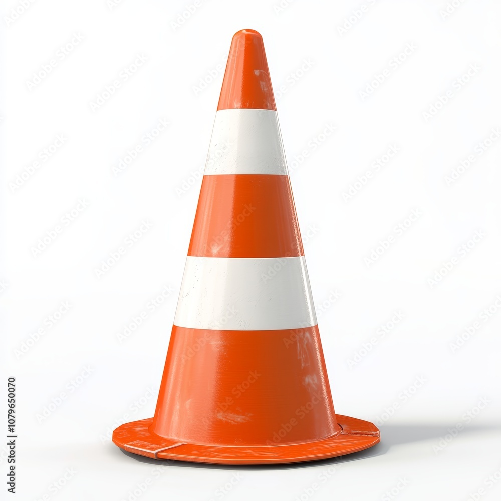 Orange and White Traffic Cone 3D Illustration Isolated on White Background Orange and White Traffic Cone 3D Illustration Isolated on White Background