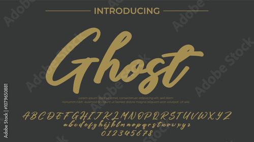 Ghost Font Stylish brush painted an uppercase vector letters, alphabet, typeface