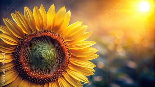 Close-up of a single sunflower head with intricate details and soft lighting, sunflower close-up, delicate petals