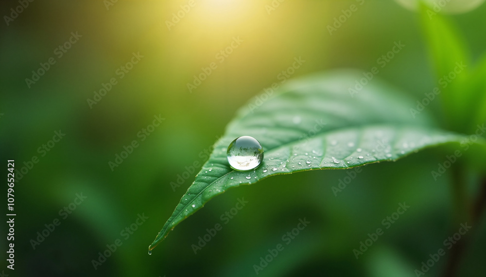 Dewdrop on green leaf, refreshing mood, soft sunlight, nature macro photography, natural background Dewdrop on green leaf, refreshing mood, soft sunlight, nature macro photography, natural background