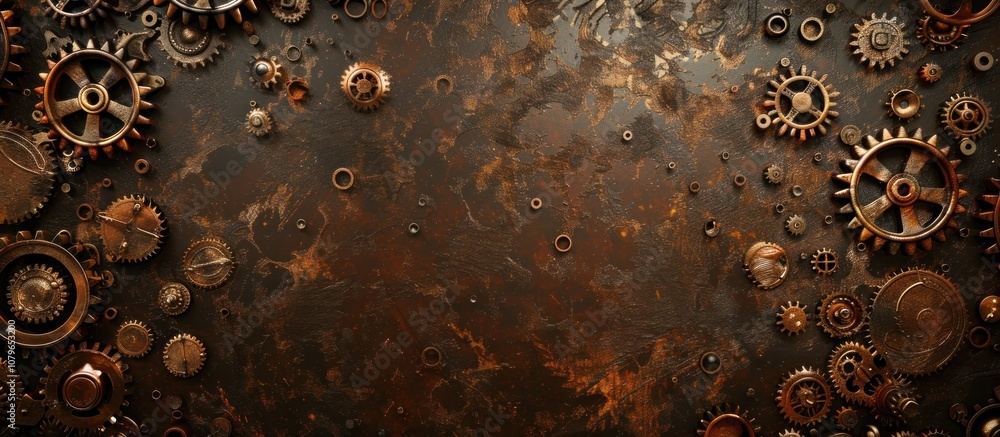 Steampunk Gears on Rusty Background Steampunk Gears on Rusty Background