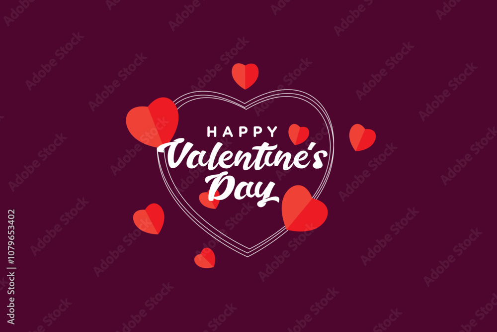 Happy Valentine's day typography poster background. Beautiful red heart on red maroon background. Romantic Background Theme, Banner for Valentine's Day Happy Valentine's day typography poster background. Beautiful red heart on red maroon background. Romantic Background Theme, Banner for Valentine's Day