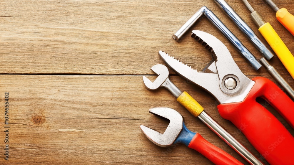Organized Tools on Rustic Wooden Workbench Organized Tools on Rustic Wooden Workbench