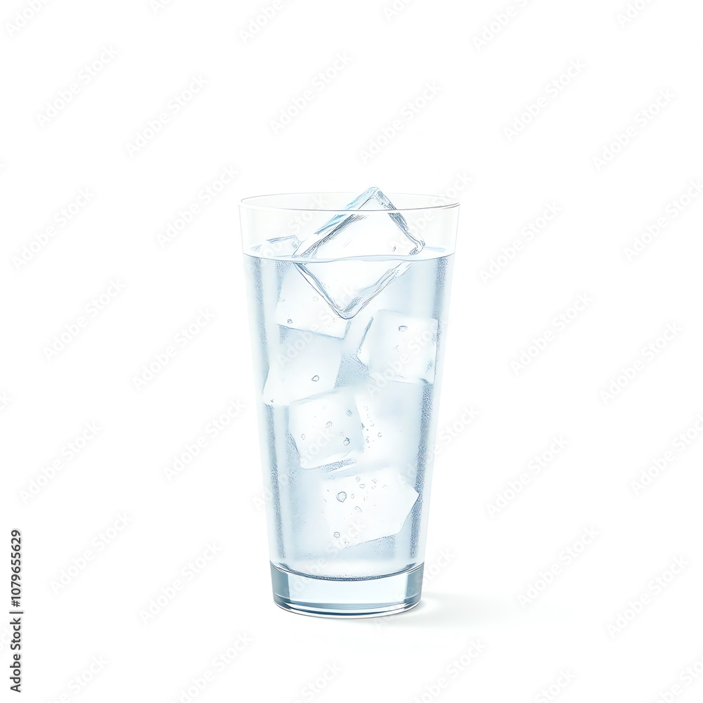 illustration effervescent a glass of soda water with ice cube and bubbles illustration effervescent a glass of soda water with ice cube and bubbles