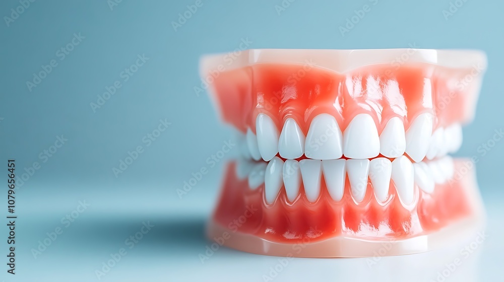 Obraz premium Close up detailed view of an dental model or prosthetic teeth display showcasing the various aspects of dental healthcare oral hygiene and dental treatments