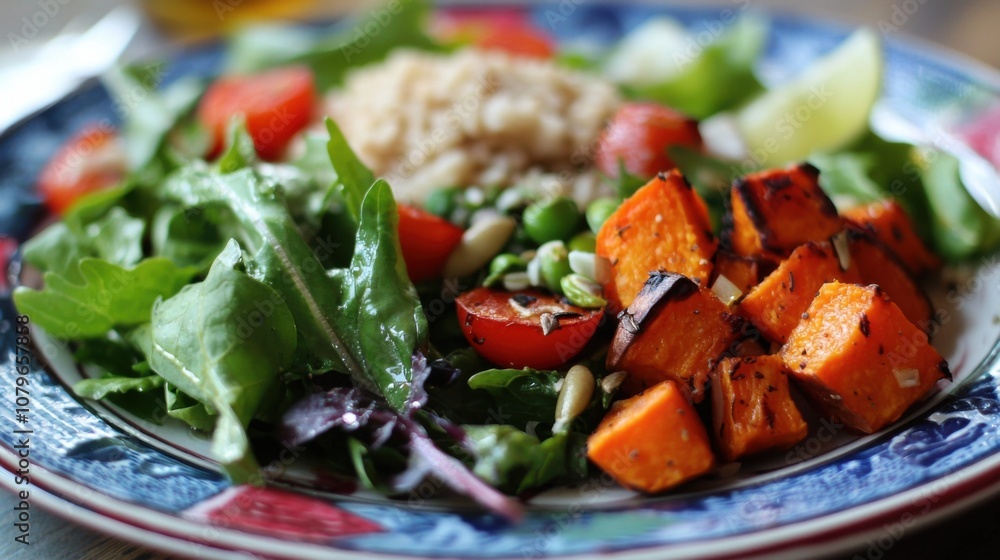 Fresh Vegetable Salad with Sweet Potato and Grains Fresh Vegetable Salad with Sweet Potato and Grains