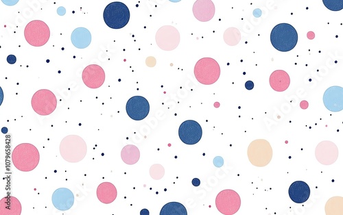 Abstract dotted pattern with pastelcolored circles on a white background photo