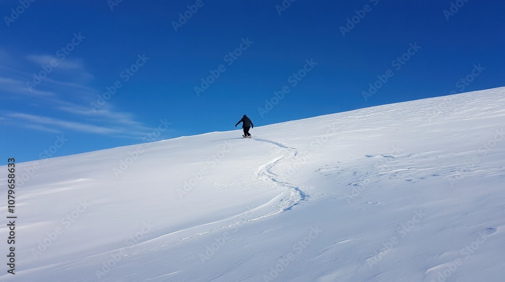 Snowy Hill Crest Against Blue Sky in Daylight Snowy Hill Crest Against Blue Sky in Daylight