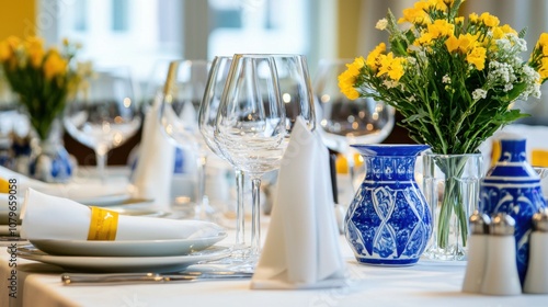 Wallpaper Mural Elegant Table Setting with Flowers and Glassware Torontodigital.ca