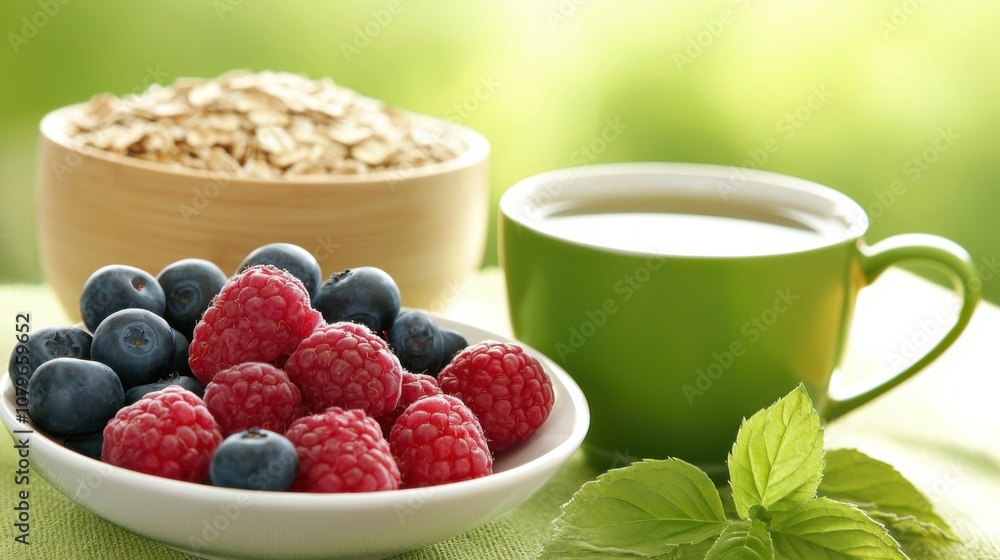 Fresh Fruit and Oats for Healthy Breakfast Fresh Fruit and Oats for Healthy Breakfast