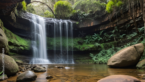 Waterfall in the Budderoo National Park, Nellies Glen in Australia photo