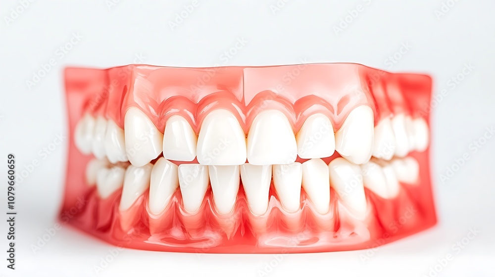 Obraz premium Close up view of a detailed human teeth dentures model showing dental healthcare and orthodontics equipment such as dental tools dental instruments dental x ray imaging and dental office decor