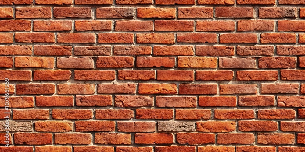 Obraz premium Textured brick wall with a red and orange hue, offering a vintage and rustic background for design projects.