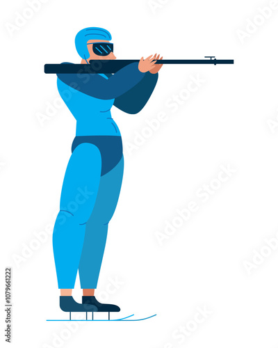 biathlete shoots in a standing position