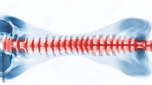 Detailed X Ray Image of the Spinal Column Revealing the Intricate Skeletal Structure and Potential Medical Issues Such as Disc Spinal Abnormalities