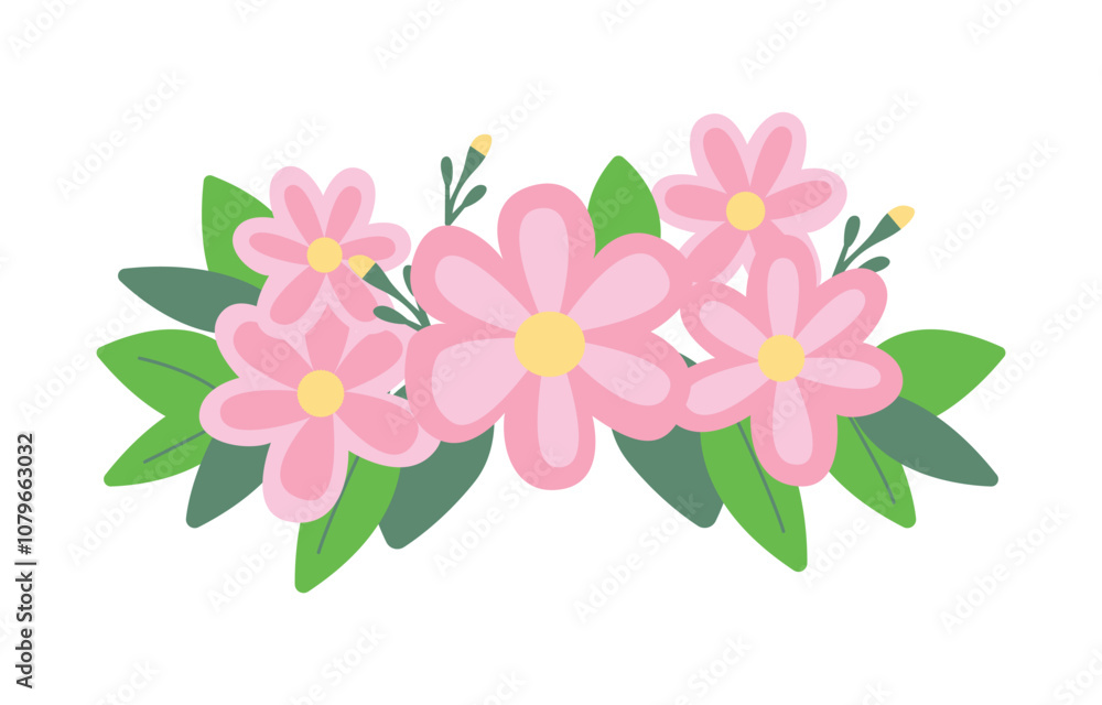Beautiful Pink Girly Flower Floral Crown with Natural Nature Leaves Beautiful Pink Girly Flower Floral Crown with Natural Nature Leaves