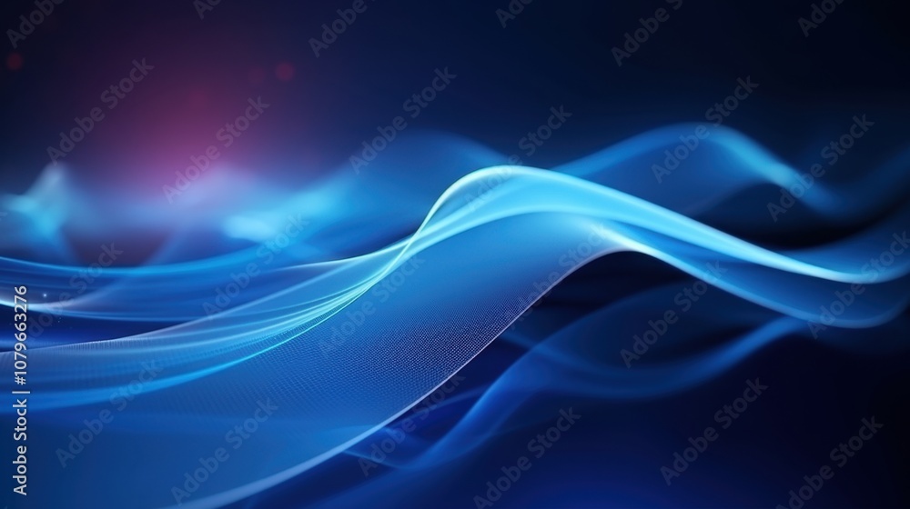 Abstract Blue Waves with Subtle Glowing Effect Abstract Blue Waves with Subtle Glowing Effect