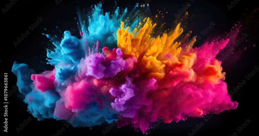 Colorful Ink Exploding in a Black Background Colorful Ink Exploding in a Black Background