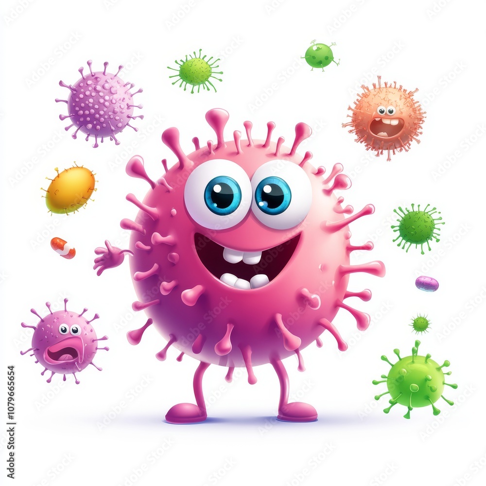 Cartoon Germ Characters on White Background Cartoon Germ Characters on White Background