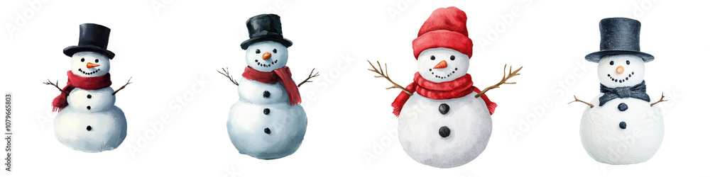 A collection of charming and whimsical snowman in various winter and holiday themed designs perfect for creating festive other seasonal content A collection of charming and whimsical snowman in various winter and holiday themed designs perfect for creating festive other seasonal content