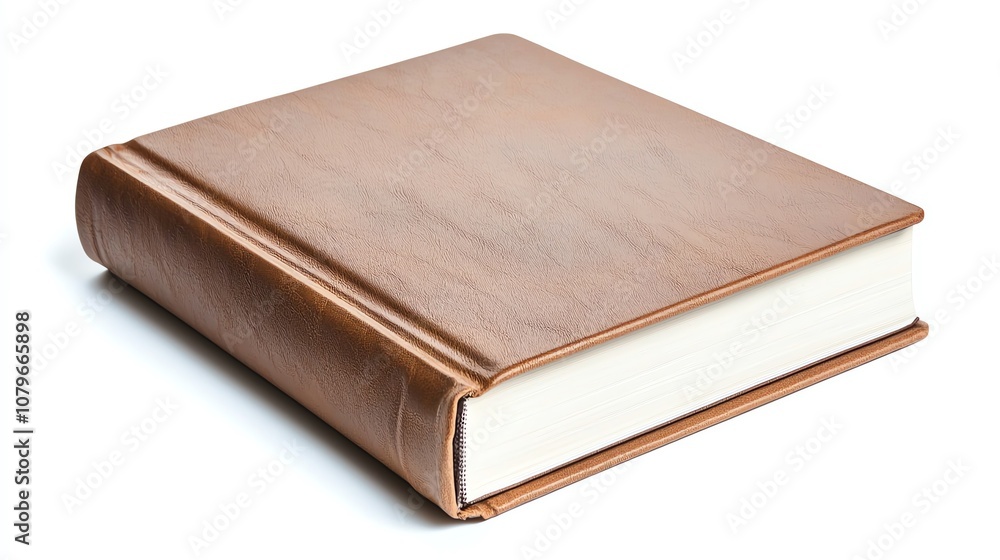 Leather bound book on white isolated background, perfect for literature and education themes. Leather bound book on white isolated background, perfect for literature and education themes.