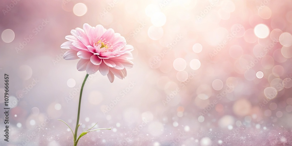 A single pink flower, a delicate bloom, stands tall against a soft, shimmering background, its petals unfurling gracefully with a gentle, ethereal glow. A single pink flower, a delicate bloom, stands tall against a soft, shimmering background, its petals unfurling gracefully with a gentle, ethereal glow.