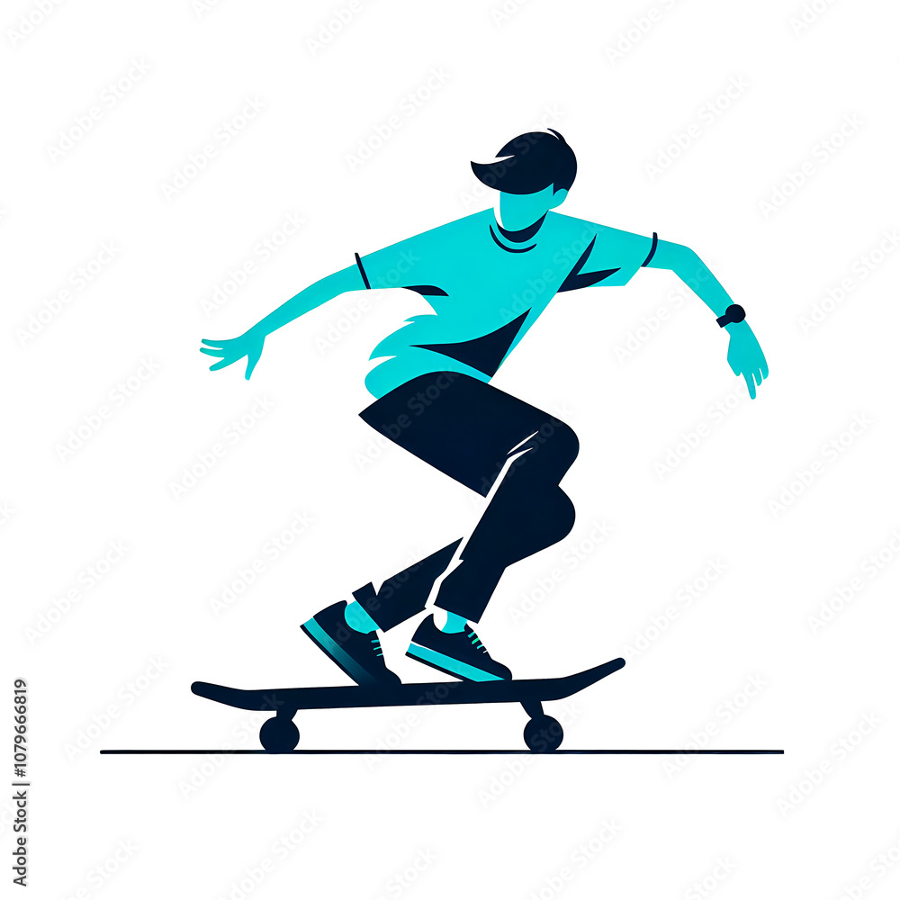 Isolated vector illustration of young boy practicing skateboarding on white background. Isolated vector illustration of young boy practicing skateboarding on white background.