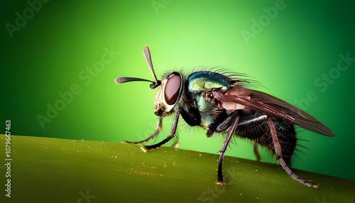 Wallpaper Mural Natural macro shot. Wildlife insect close-up, vibrant nature background, high contrast, 3D illustration. Torontodigital.ca