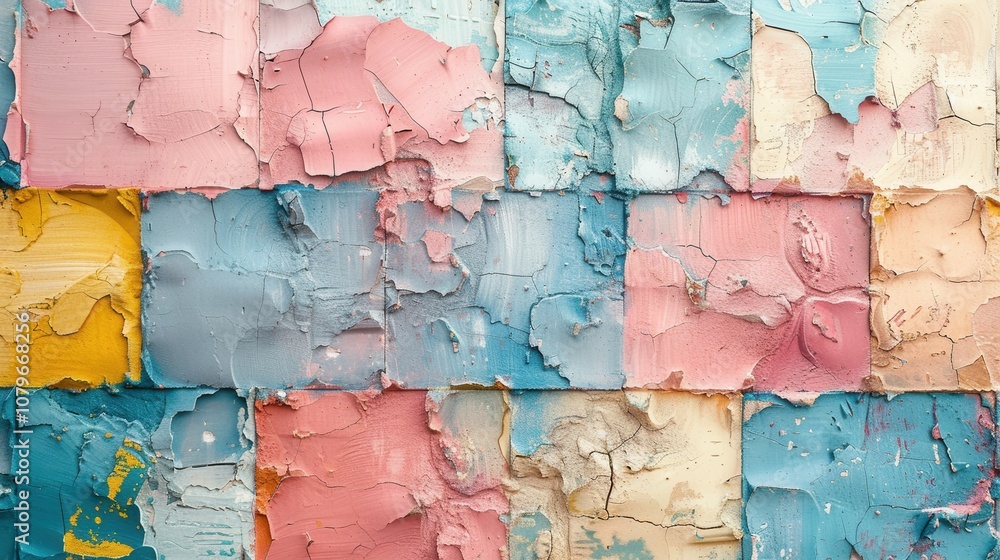Abstract Wall with Cracked and Peeling Paint in Various Colors Abstract Wall with Cracked and Peeling Paint in Various Colors