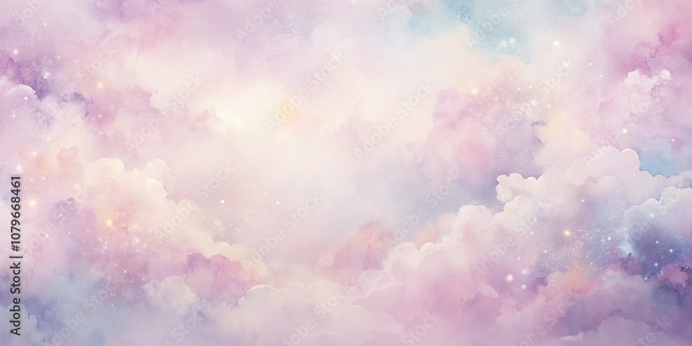 Abstract Watercolor Sky with Glimmering Stars and Soft Clouds Abstract Watercolor Sky with Glimmering Stars and Soft Clouds