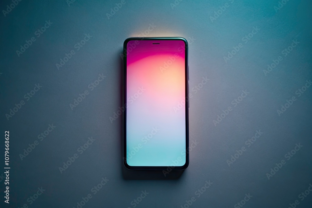 Empty Smartphone Screen on Gray Background - Minimalist Low Light Photography for Technology and Digital Concepts Empty Smartphone Screen on Gray Background - Minimalist Low Light Photography for Technology and Digital Concepts