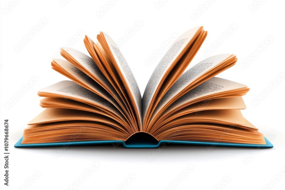 2D illustration of an open old book with rough, uneven pages, on a clean white background 2D illustration of an open old book with rough, uneven pages, on a clean white background