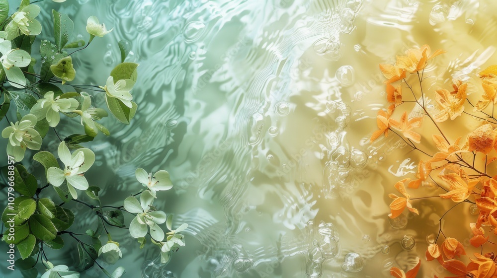 White and Orange Flowers Floating on Water White and Orange Flowers Floating on Water