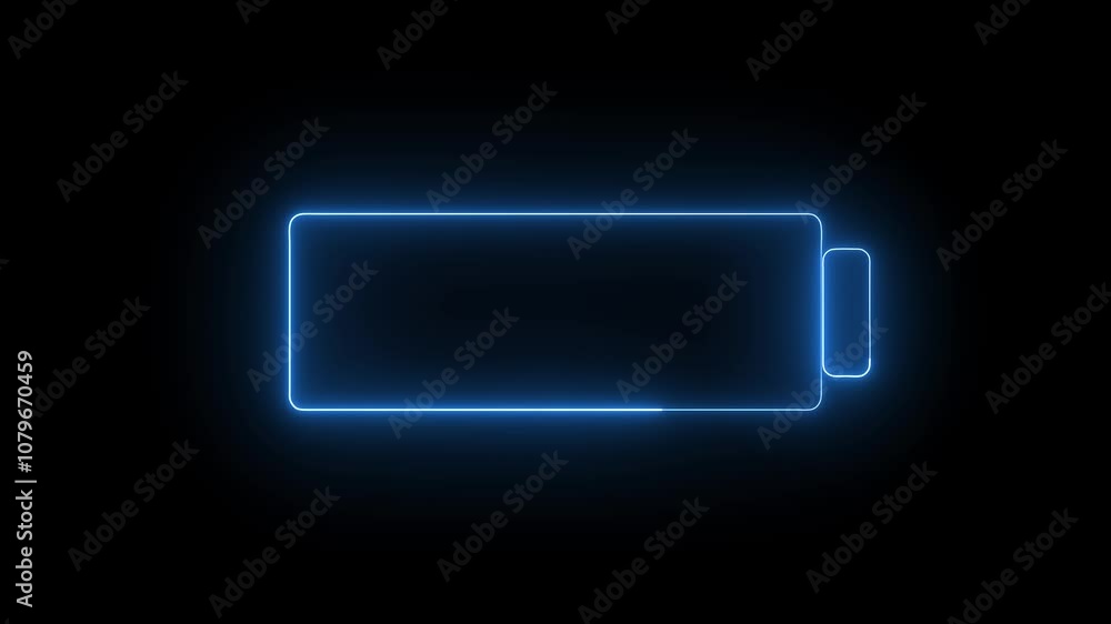 Neon battery icon animated on a black background. Neon battery icon animated on a black background.