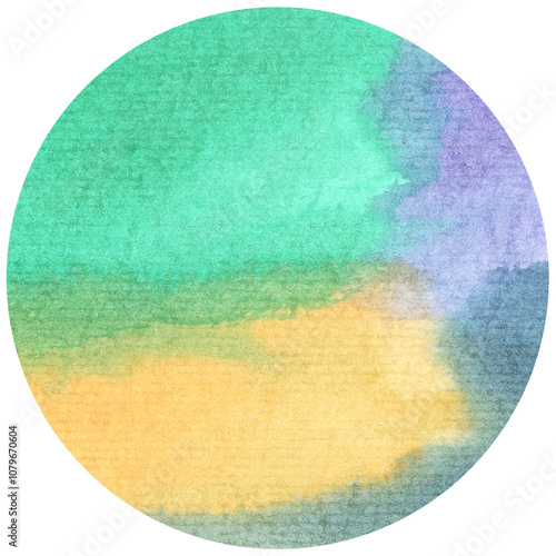 Watercolor hand painted circles rainbow gradient texture. Watercolour circle elements for design.
