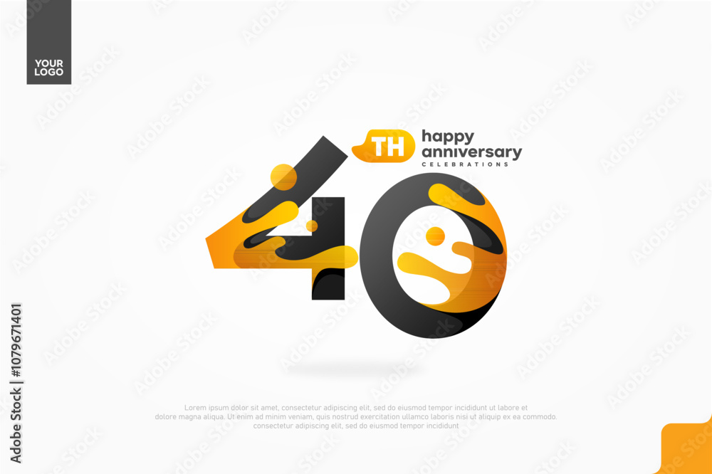 40th Anniversary icon with water splash 40th Anniversary icon with water splash