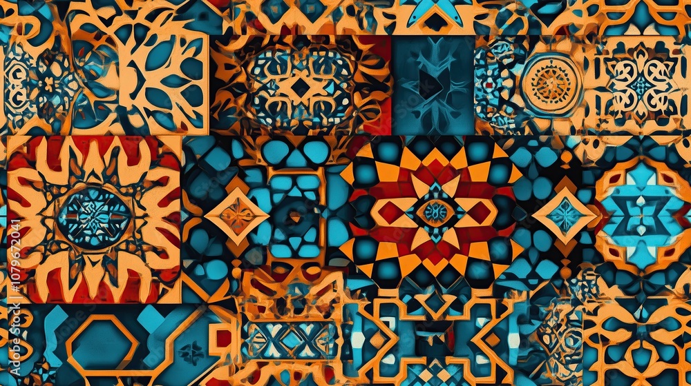 Traditional Moroccan Tiles with Bold Geometry Traditional Moroccan Tiles with Bold Geometry