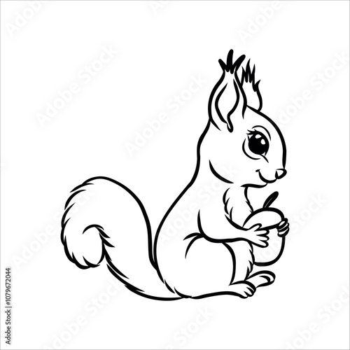 squirrel holding a nut doodle
