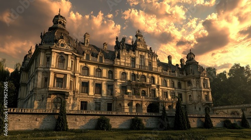 A grand historical palace or castle representing the opulence of a royal dynasty photo