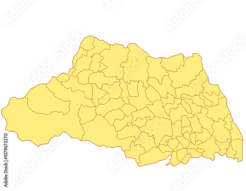 埼玉県　地図　黄色　イラスト