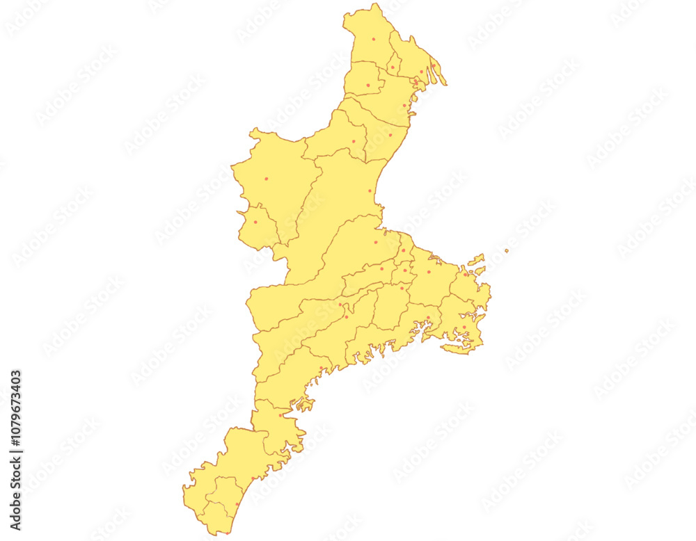 Obraz premium 三重県 地図 黄色 イラスト