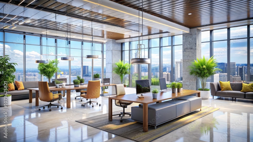 Modern Empty Office Building Interior with Natural Light, Minimalist Design, Sleek Furniture, Open Space, and Stylish Decor - Perfect for Business, Work Environment, and Corporate Settings Modern Empty Office Building Interior with Natural Light, Minimalist Design, Sleek Furniture, Open Space, and Stylish Decor - Perfect for Business, Work Environment, and Corporate Settings