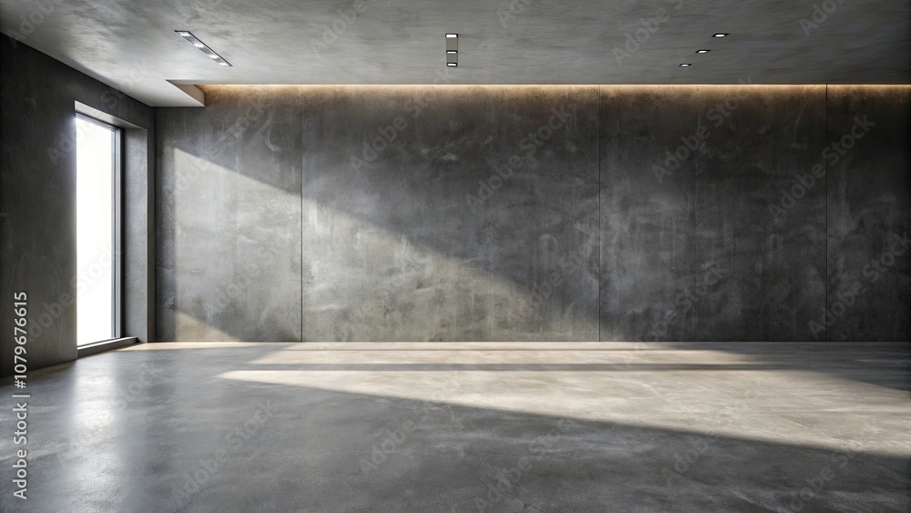 Minimalist Interior Design Featuring a Large Concrete Wall with Light Streaming in Through a Window Minimalist Interior Design Featuring a Large Concrete Wall with Light Streaming in Through a Window