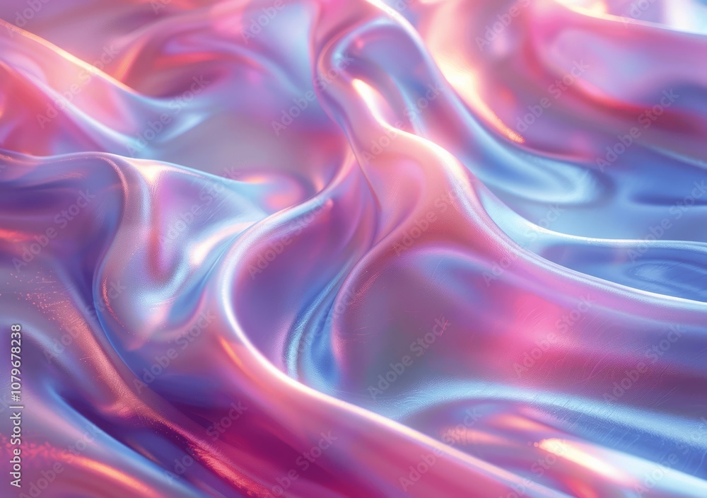 Obraz premium Elegant Holographic Foil Background with Flowing Cream Lines