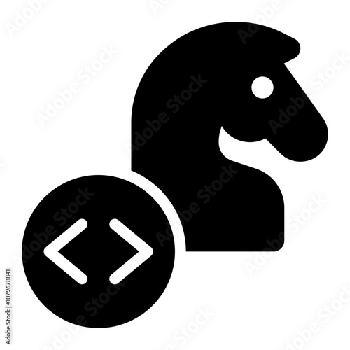 trojan horse, malware, malicious, code, program, software, cyber attack solid or glyph icon