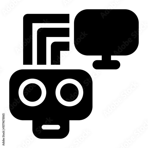 zombie computer, computer attack, cyber crime, cyber attack, hacking, threat, virus, malware solid or glyph icon