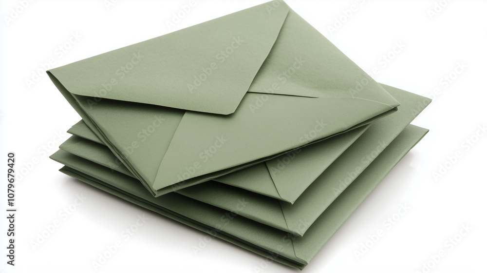 A stack of green envelopes A stack of green envelopes