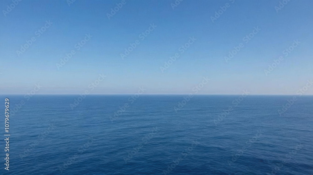 Fototapeta premium A serene and captivating view of the bright blue ocean meeting the distant horizon, sea, horizon ocean