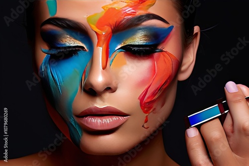 artist demonstrating color theory in eyeshadow application photo