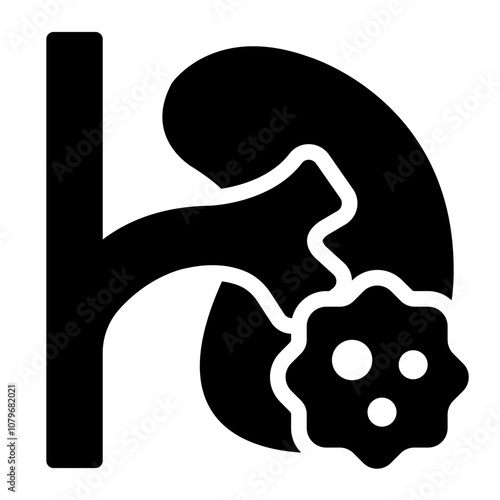 Kidney with cancer cell with Kidney Cancer glyph icon